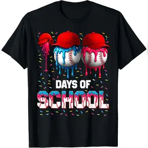 100 Days Of School Dripping Baseball 100th Day Teacher Boy T-Shirt Comfy Everyday T-Shirt