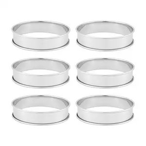 6 Pack 4 Inch Double Rolled English Muffin Rings, Stainless Steel Crumpet Rings, Tart Rings, Round