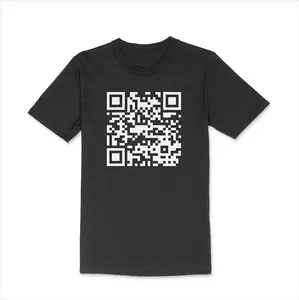 Men's Stylish Graphic FU QR Code Meme Tshirt - Black Soft Cotton Round Neck Shortsleeve Top, Lightweight Fitted Men's T Shirts for Casual Streetwear, Everyday Outdoor Wear