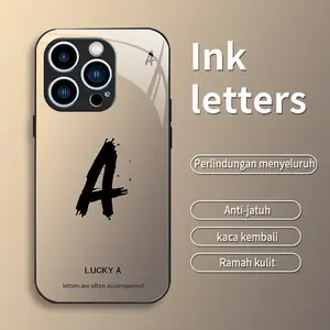 Suitable for [iPhone 15 Pro] Personalized lucky 26 letters creative business high-end anti-fall glass mobile phone case affordable anti-fall 995