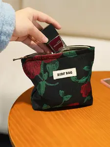 Floral Pattern Toiletry Bag, Portable Cosmetic Storage Bag, Zipper Makeup Bag, Makeup Organizer Pouch, Beauty Storage Pouch, Versatile Storage Bag for Travel, Outing, Daily Use