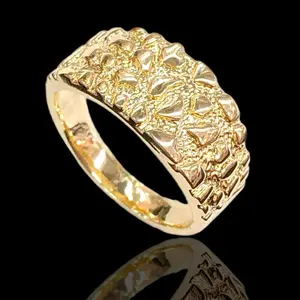 ORO LAMINADO GOLD FILLED ORO LAMINADO GOLD FILLED DIAMOND BRUSHED NUGGET RING