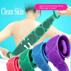 1PCS Fashion Silicone Shower Brush, Double-sided Exfoliating Body Scrubber - Long Handle Bath Brush for Daily Body Cleaning.
