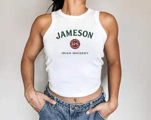 Jameson Irish Whiskey Beer Tank Top – St Patrick’s Day Shamrock Graphic Sleeveless Shirt, Funny Irish Drinking Party Top for Men & Women