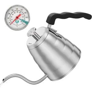 Gooseneck Kettle with Thermometer - 40oz Premium Stainless Steel Pour Over Coffee Maker Kettles, Stove Top, w/Precision Drip Spout, for Drip Coffee, French Press, Tea Kettle, 5 Cup, 1.2L