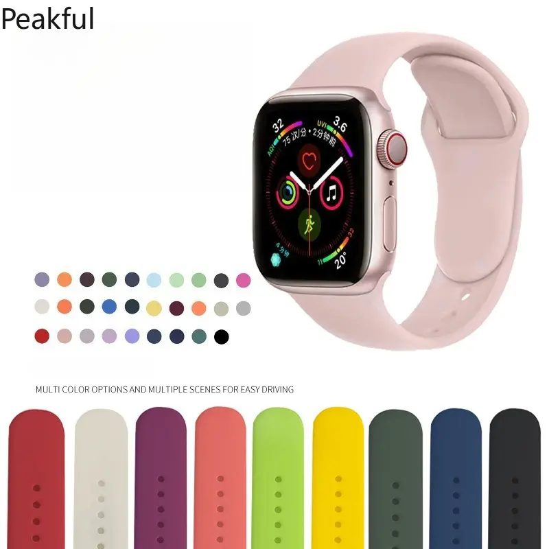 Silicone Watch Band for Apple Watch (iWatch Series 1–9/SE) — Classic-Style Sports Strap