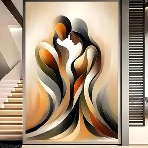 Artistic Geometric Graffiti Framed Oil Painting - 1-Piece Layered Color Wrapped Print, Pine Wooden Wall Art, Multi-Size Home Decoration Artwork for Living Room, Bedroom