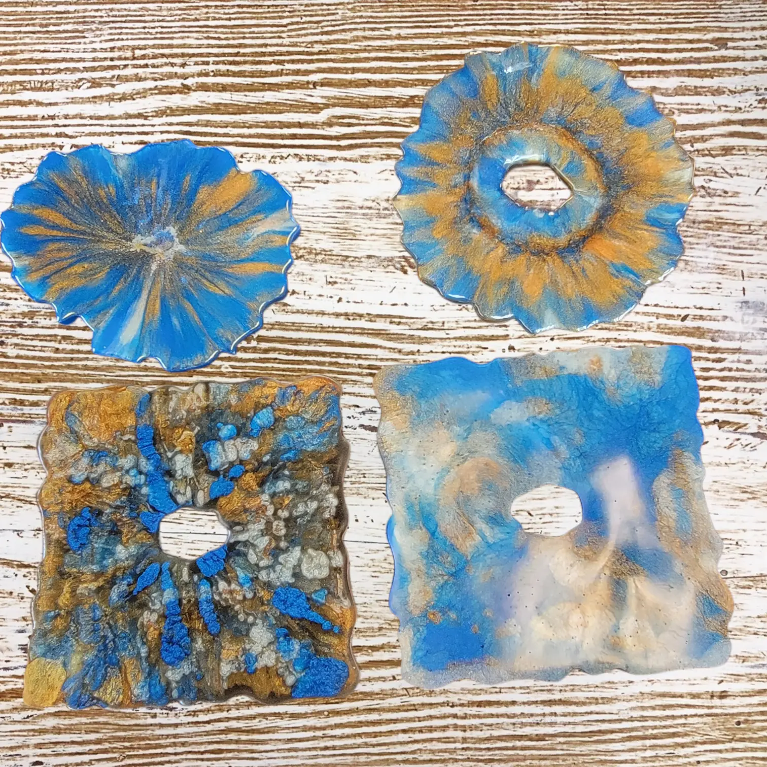 Handmade Blue Copper Resin Decorative Coasters, Kitchen Tableware Accessories