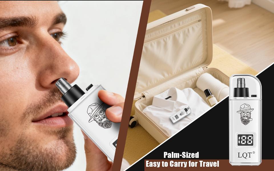 LQT Rechargeable Nose & Ear Hair Trimmer for Men, USB-C Electric Nose Hair Remover with LCD Display, Painless Dual Edge Blade Grooming Tool