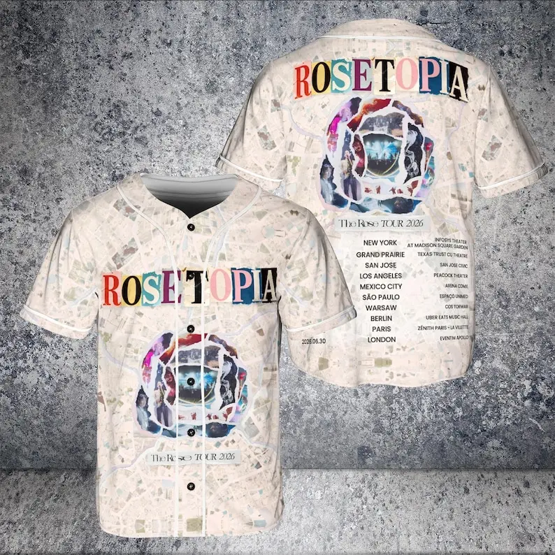 The Rose Rosetopia World Tour Baseball Jersey, Kpop The Rose Rosetopia 2026 World Tour, Kpop The Rose Woosung, Dojoon, Hajoon, Taegyeom