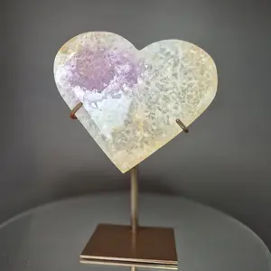 Druzy Amethyst with Agate Heart on Stand