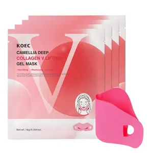 Camellia Collagen V Face Mask 4 Pcs, Collagen Face Masks, Lifting Gel Ear Hook Mask, V Line Mask, & Firming, Hydrating & Nourishing, Ideal for All Skin Types
