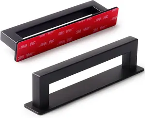 Pack Adhesive Cabinet Handles Stick On Handle Self Stick Drawer Pulls No Drill Cabinet Pulls for Cabinet Closet Glass Sliding Shower Door Handle  ", Black