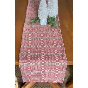 WENTWORTH Red/Green Linen 34" Square Table Runner