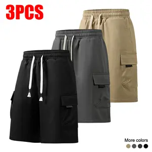 3-Pack Men's Cargo Shorts Drawstring Waist with Tassel Detail Multi Flap Pockets Relaxed Fit Casual Streetwear Summer Daily Wear for Men