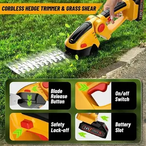 Cordless Electric Mini Hedge Trimmer 2 in 1 Brush Grass Cutter Shears for Garden