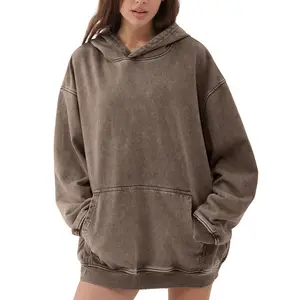 FAIABLE Unisex Casual Oversized Hoodie Cool Pullover Hoodies Vintage Wash Plush Heavyweight Hoodie Trendy Hooded Sweatshirt Cotton Big and Tall Hoodies for Couple  Streetwear sweaters College Winter Autumn Blue