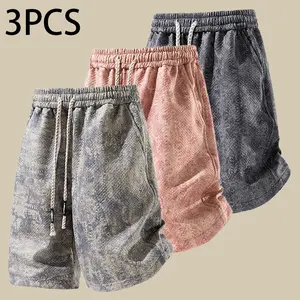 Men’s tie-dye casual loose shorts with elastic waistband and drawstring, street style, summer essential, breathable everyday wear, back pocket, retro aesthetic, nostalgic design