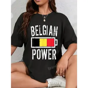 100% Cotton Belgium Flag T-Shirt | Belgian Power Battery Proud Tee