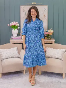 Floral Print V Neck Midi Dress | S-XL