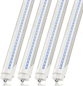 Artek 8FT LED Bulbs, 65W 7000LM 6500K Super Bright, T8 T10 T12 FA8 Single Pin LED Tube Lights, Clear Cover, Ballast Bypass, 8 Foot LED Bulbs to Replace Fluorescent Light Bulbs (Pack of 4)