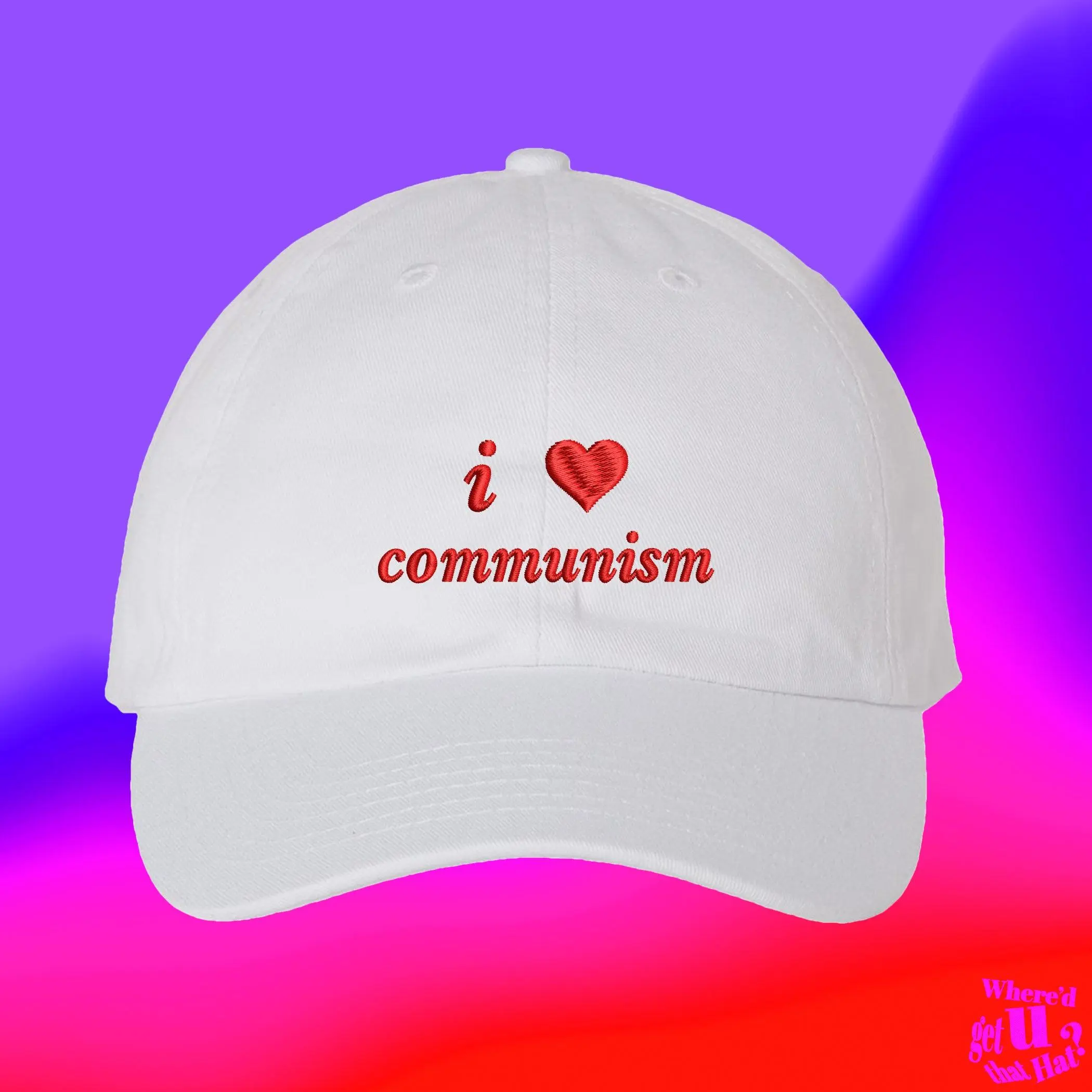 I Heart Communism Hat | Socialist Social Justice Activist | Protestor Clothes | Anti Capitalist | Color Adjustable Embroidered Dad Hat