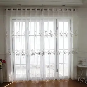 1PC, French Romantic Embroidered Sheer Window Curtain, Fresh Farmhouse Style, Easy to Hang, Washable, Suitable for Living Room, Bedroom, Balcony, Bathroom