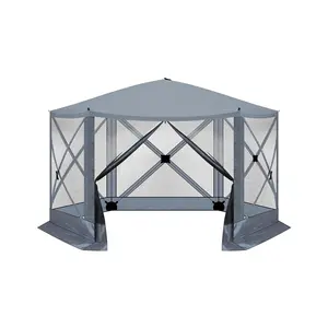 12x12 Pop Up Gazebo Tent, Portable Easy Up Screen Tent for Camping with Mosquito Netting, Camping Canopy Shelter Tent with Carry Bag, Ground Stakes party