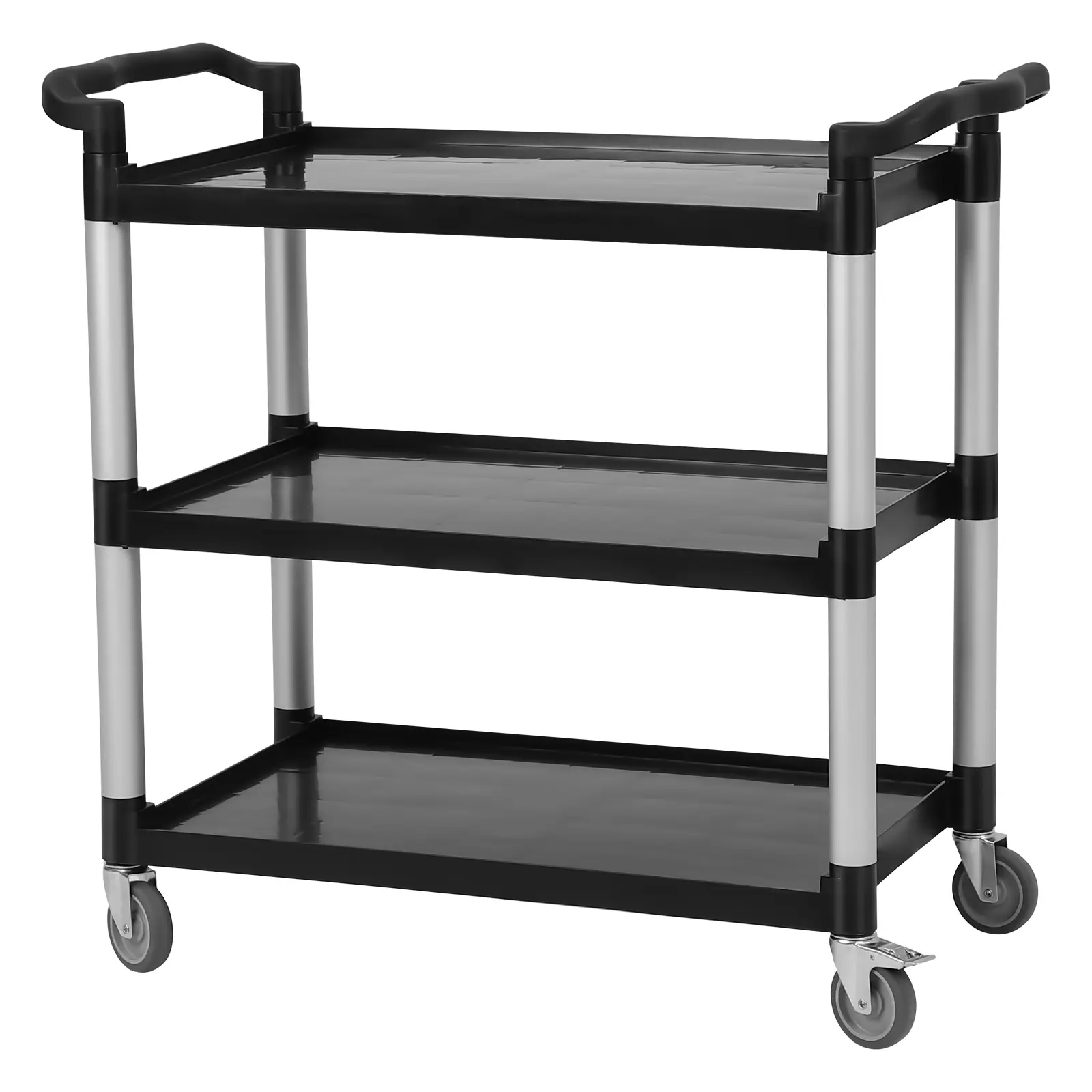Garvee Heavy Duty 3-Tier Rolling Utility Cart – 360 lbs Capacity – Lockable Wheels – Multi-Purpose Mobile Office Cart for Restaurant, Foodservice, Cleaning, Warehouse – Black/Grey