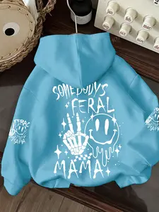 Women's Floral Halloween Skull Knitted Hoodie, Casual Pullover Sweatshirt with Rose Design, Loose Fit, Fall Winter Fashion, Multiple Colors Available