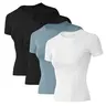 LOMON Women's 4-Pack Compression Shirts for Women - Dry Fit Athletic Workout Clothes, Minimalistic Gym Workout Apparel, Wardrobe Staples for Yoga & Training, Quick-Dry Activewear Tops