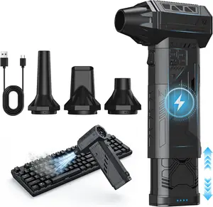 Compressed Air Duster with Removable Battery,Hurricane-Force Electric Air Duster with Brushless Motor,Mini Air Blower,3 Gear Adjustable Cordless soplador de aire,4 Nozzles for PC,Keyboard,Car,Home