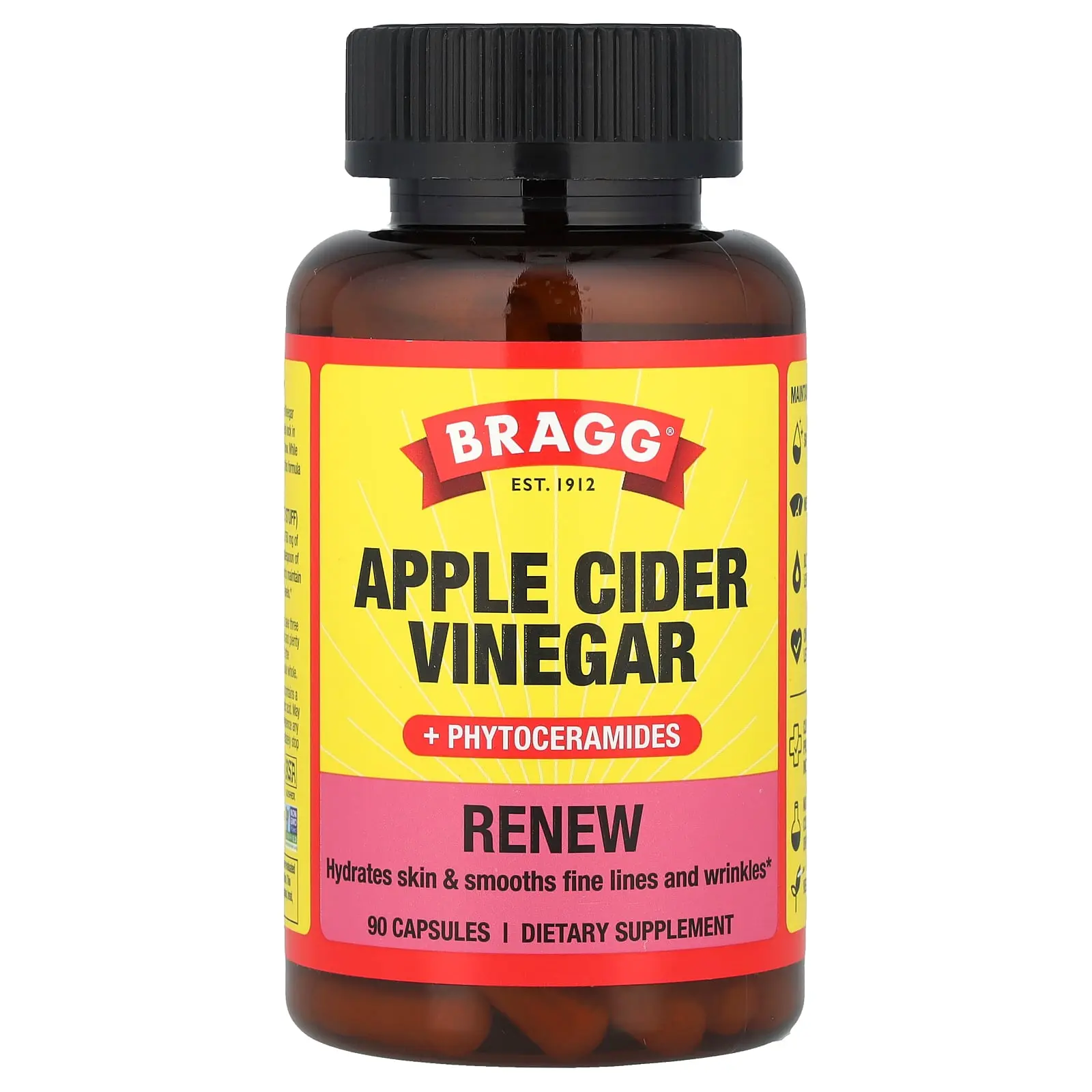Bragg Renew, Apple Cider Vinegar + Phytoceramides, 90 Capsules