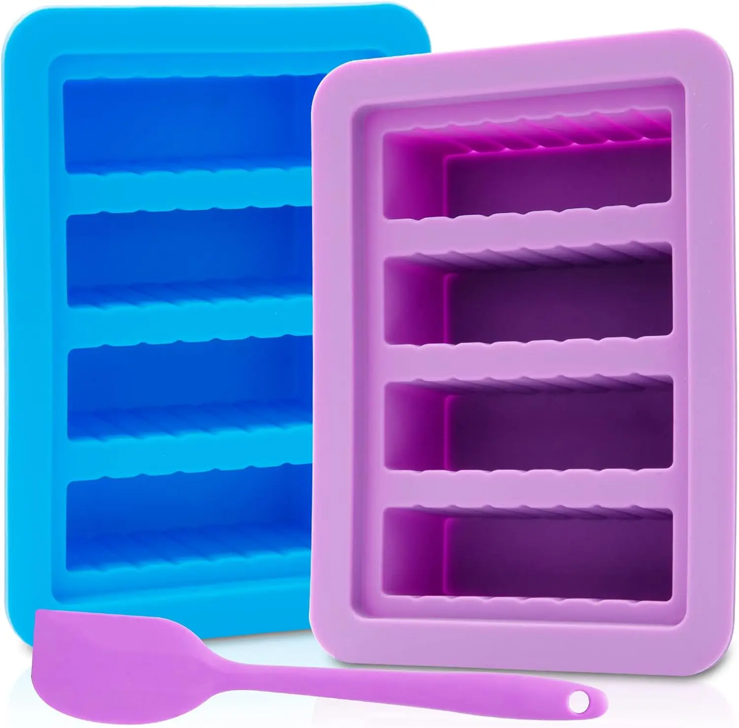 2 Packs Silicone Butter Mold - Freezer Molds with Lid, Large Maker, Spatula, Rectangle Container for Homemade Herbed Garlic Butter, Baking Supplies (Kitchenware), Silicone Freezer Molds