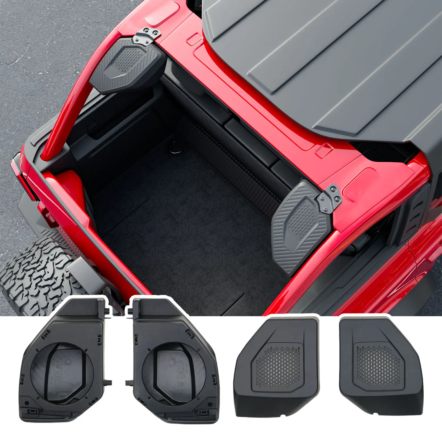 [Fits 21-25 Bronco 4 Door] 6.5-Inch Rear Speaker Pods Compatible with 2021-2025 Ford Bronco 4 Door Pod Speaker Enclosure Replacement for 2021-2025 Ford Bronco Accessories