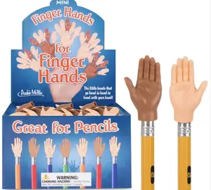 Archie McPhee Mini Finger Hands for Fingers Pack of 5 High-Quality Vinyl Pencil Toppers & Magic Tricks Stocking Stuffer Gift