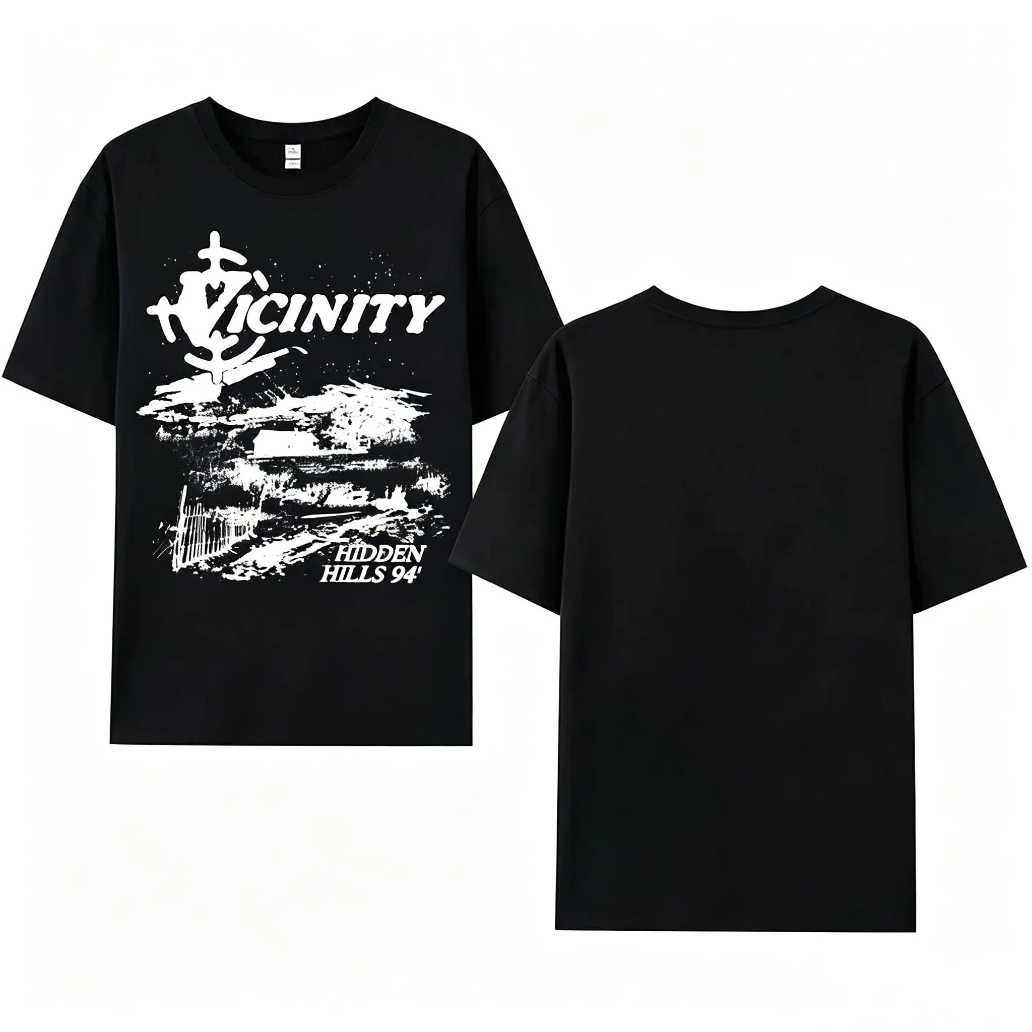 Men's Vintage Oversized Baggy Cotton Round Neck Graphic Tee - 94' Vicinity Hidden Hills Blush Pink Distressed Landscape Print, Preppy Retro 90s Kid Aesthetic Streetwear Casual Short-Sleeve Crew Top, Cargo Menswear, Chic