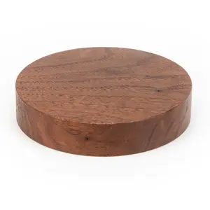 Walnut Wood Center Console Base, Round & Square Solid Wood Display Holder, Desktop Decorative Ornament Base