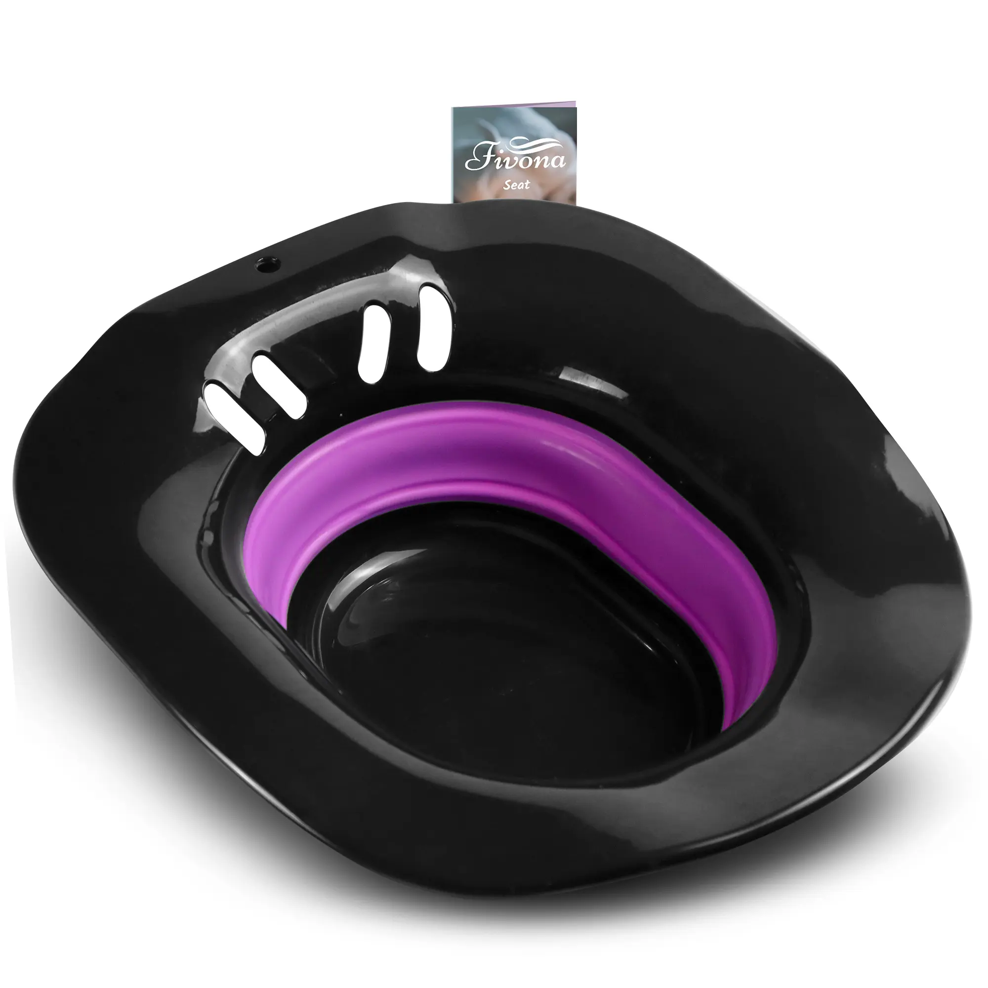 [FIVONA] Foldable Over-the-Toilet Sitz Bath Yoni Steam Seat - Black Line Design for Perineal Spa, Postpartum Care, Hemorrhoid Relief