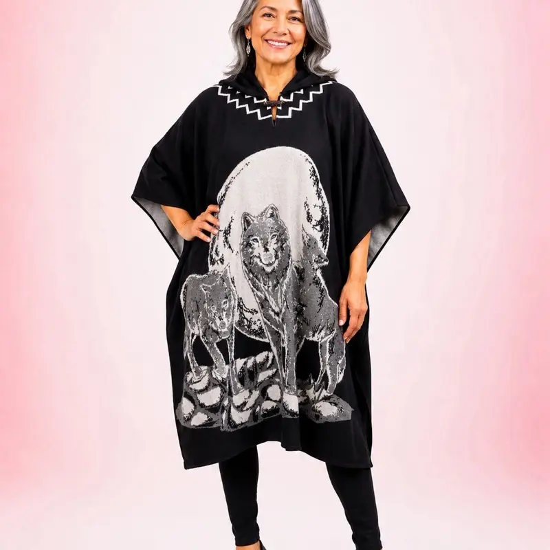 Gaban con gorro lobo manada - Made in Mexico, Vibrant Mexican Design, Comfortable & Colorful, One-of-a-Kind Artisanal clothing