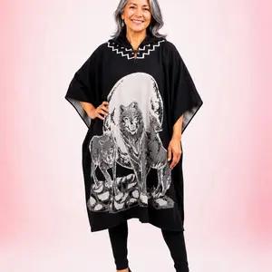 Gaban con gorro lobo manada - Made in Mexico, Vibrant Mexican Design, Comfortable & Colorful, One-of-a-Kind Artisanal clothing