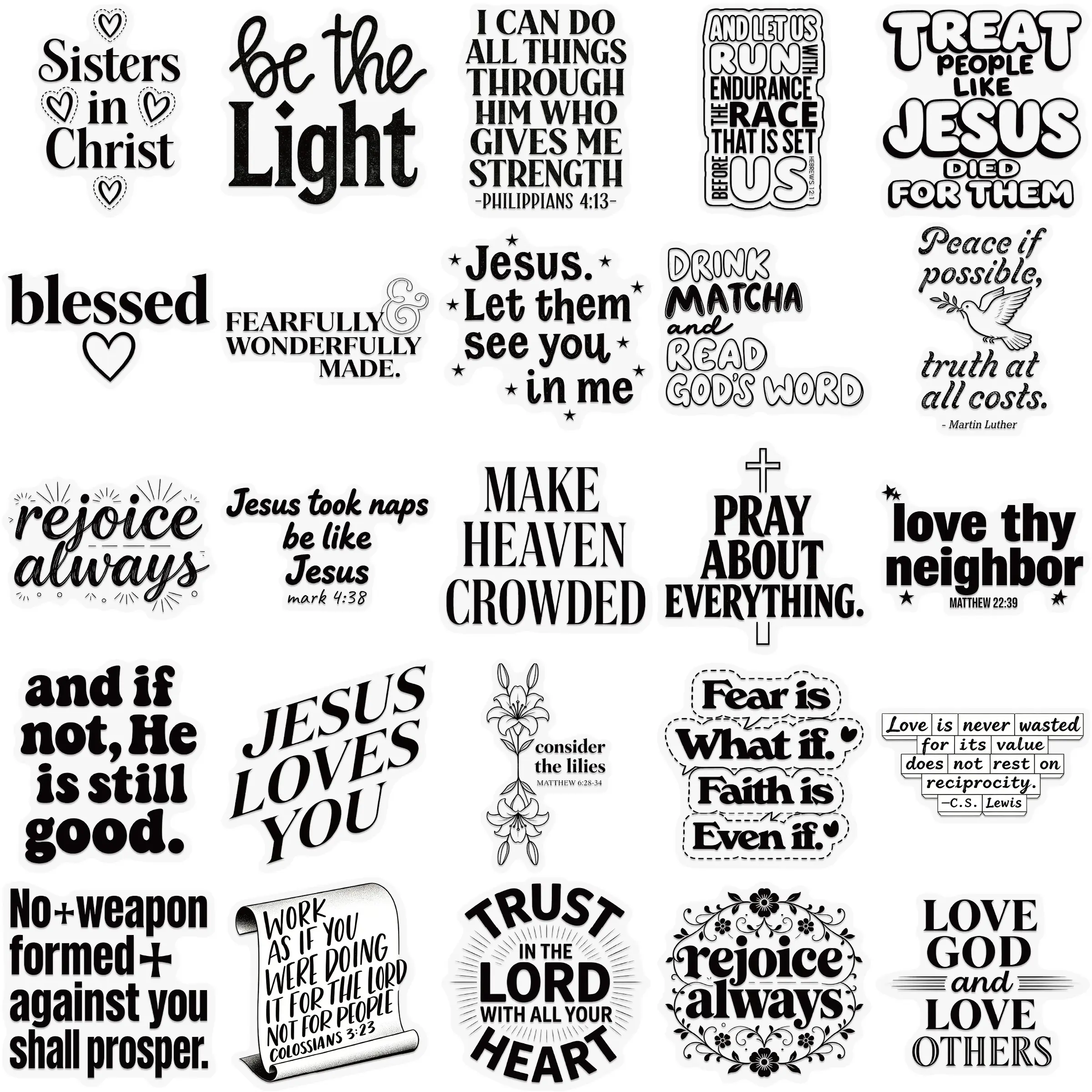 Christian Bible Verse Stickers, 50 Pcs Scripture Inspiring Decorative Daily Adhesive Durable Stickers, Affirmation Religious Study Decals, Journal Scrapbook Supplies, Sticker Set