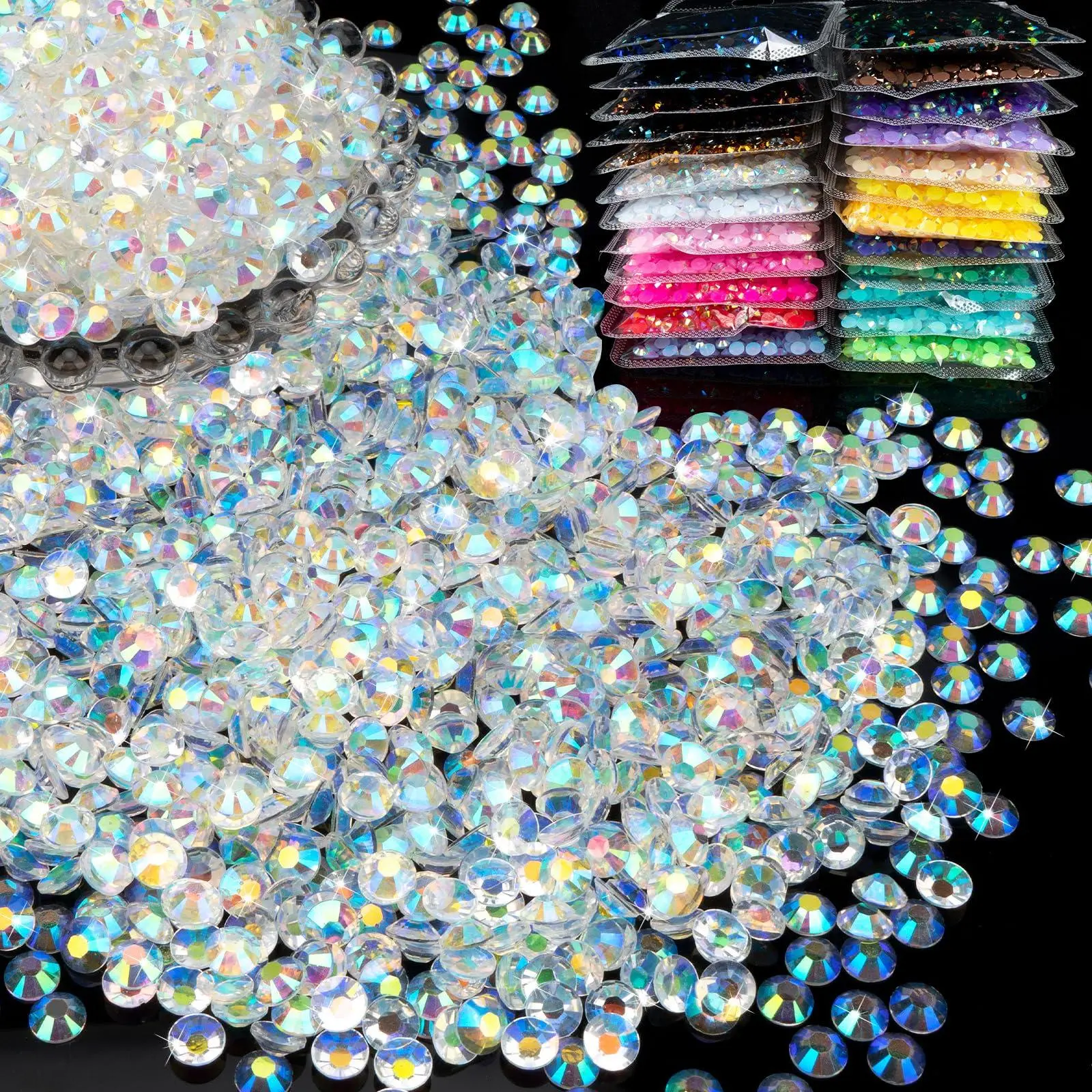 Transparent AB Resin Jelly Rhinestones 2mm 3mm 4mm 5mm 6mm Faux Gems Bead for Crafts DIY Nail Art Charms Supplies Stones Bulk