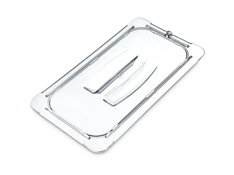 Carlisle FoodService Products CFS10270U07 0.33-Size StorPlus Polycarbonate Handled Universal Lid - Clear, for Kitchen Containers, Pans & Utensils