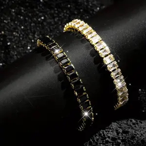 1Pcs Tennis Bracelets for Men Women Teen Girls Black & White Cubic Zirconia Bracelet Jewelry Gift, Wedding/Anniversary Gift Suitable for Daily Wear, Parties, Year-Round - Valentine's Day, Christmas, Father's Day Present