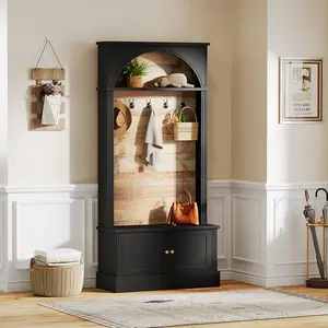 LITTLE TREE Hall Tree with Bench and Shoe Storage, 4-in-1 Design Entryway Bench with Coat Rack, 70.86" Tall Mudroom Rack with 5 Double Hooks and Adjustable Shelf for Hallway