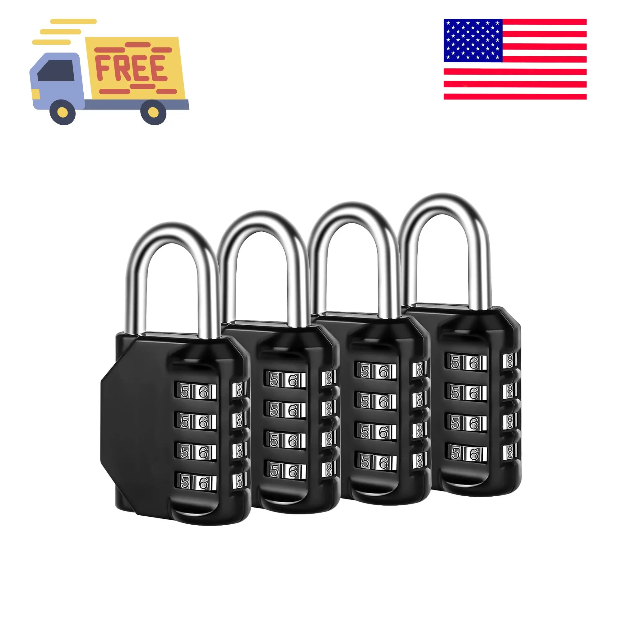 4 Digit Combination Padlock for School Gym Sports Locker