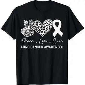 Peace Love Cure Lung Cancer Awareness Men Women Lung Cancer T-Shirt