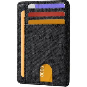 Wallet for Men, Credit Card Holder, Slim Minimalist Wallet, Front Pocket RFID Blocking Leather Thin Wallet for Men and Women(Cross Black)