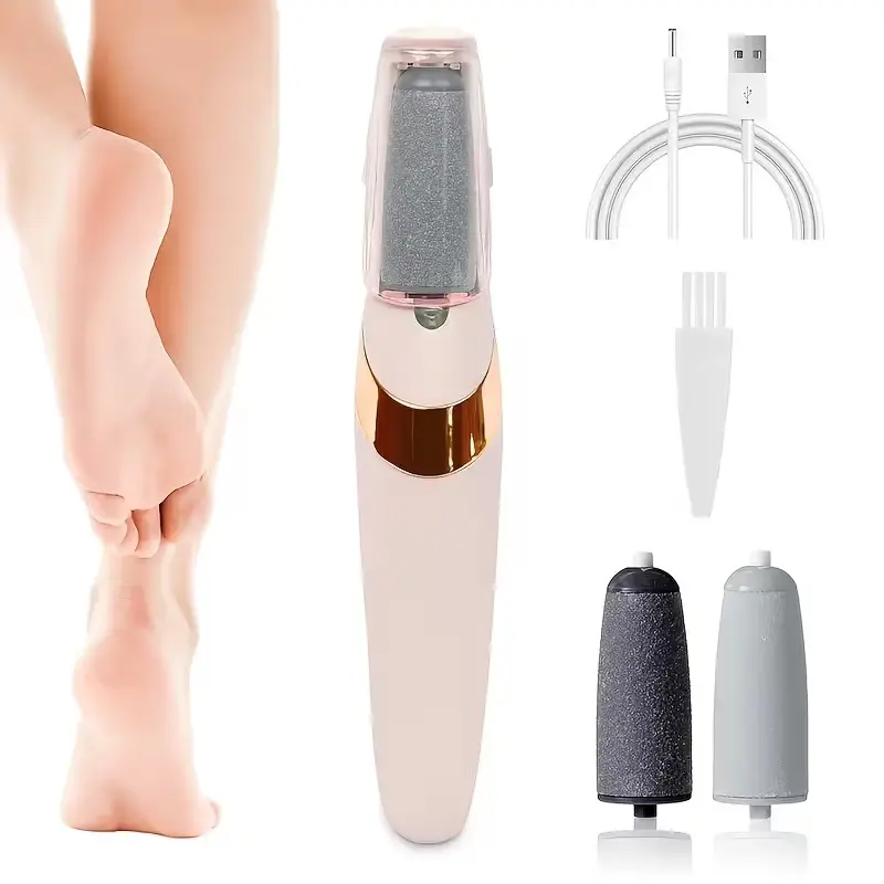 USB Rechargeable Electric Callus Remover, 2-Speed File with Replaceable Grinding Head for Dead Skin & Cracked Heels, Home Pedicure Manicure Nail Tool Nail Care Cutics